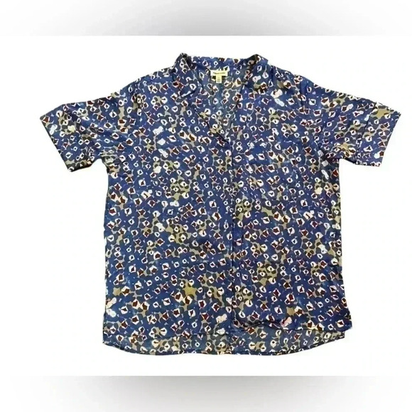 SATIN CAMP SHIRT IN BLUE DAZZLE ZOE DOT Size Large - Picture 2 of 11